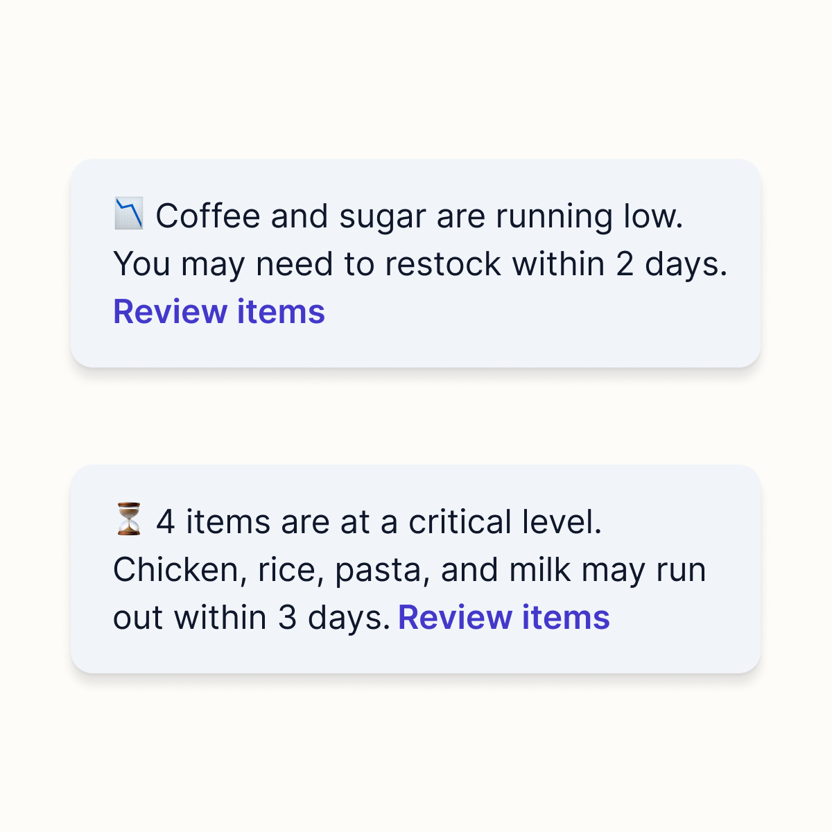 Restaurant supplier web app screen